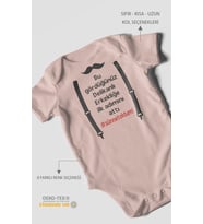 Erkekliğe İlk Adım Baskılı Bebek Zıbını – Çıtçıtlı Body  %100 Pamuk Kısa Kol (Pastel Pembe)