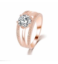 ELMAS ZİRKON ROSE GOLD KAPLAMA ANELLİ ÇİÇEK YÜZÜK  8 (48mm)