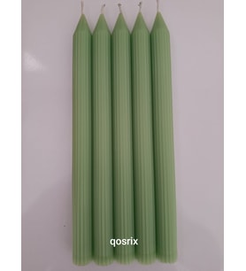 qosrix 5'li Açık Yeşil Şamdan Soya Mumu 1. Kalite Doğal Vanilya Kokulu Uzun Çubuk Konik Mum Dekoratif