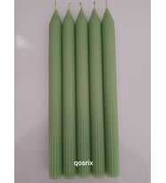 qosrix 5'li Açık Yeşil Şamdan Soya Mumu 1. Kalite Doğal Vanilya Kokulu Uzun Çubuk Konik Mum Dekoratif
