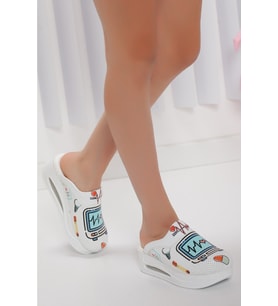Air Max Taban EKG Desenli Ortopedik Sabo Doktor Hemşire Hastane Aşçı Terliği
