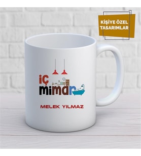 Kişiye Özel İsim Yazılabilir İç Mimar Kupa Bardak