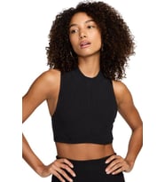 Nike Tight Fit Mock Neck Crop Tank Top Kadın Crop Dar Kesim Yüksek Yaka Fitilli Jarsey Atlet Siyah