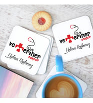 Kişiye Özel Veterinerlere Özel Bardak Altlığı 4'lü Set