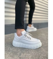 Beyaz Cloud Bağcıklı Cilt Erkek Günlük Sneaker Ayakkabı