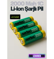 18650 3.7V 2000 Mah 1C Li-Ion Şarjlı Pil Şarj Edilebilir - 4 Adet
