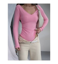 Kadın V Yaka Polyamid Bodysuit