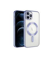 Apple iPhone 12 Pro Max Uyumlu Kılıf Kamera Korumalı M-safe Wireless Şarj Özellikli Zore Demre Kapak (Lila)