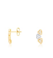 Diamond Line-Gülaylar Sarı Beyaz Altın 14 Ayar Kalp Küpe