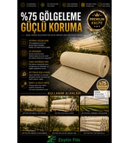 100 x 1000 %75 Gölgelik Tüm Ölçüler Montaja Hazır - Çit Filesi - Tente Tül Krem