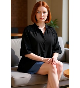 Kadın V Yaka Kısa Kol Peplum Dokuma Gömlek Rahat ve Şık Günlük Stil Kaliteli Şık Rahat Modern