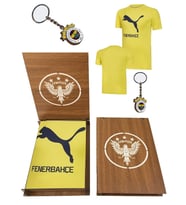 Puma Fenerbahçe Cat Tee Erkek Fenerbahçe Anahtarlıklı Ahşap Kutulu Tişörtü 77313 (Sarı)