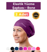 Premium Su Geçirmez Silikon Yüzücü Havuz Ve Deniz Bonesi Elastik Yüzme Şapkası 2'li Set