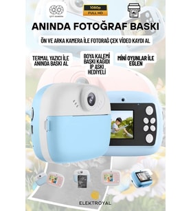 Çocuk Kamera Fotoğraf Makinesi Dijital HD Video Kamera Anlık Termal Resim K