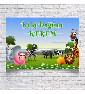 Safari Temalı Doğum Günü Afişi 35X50 cm