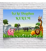 Safari Temalı Doğum Günü Afişi 35X50 cm