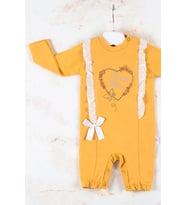 Love Kalp Nakışlı % 100 Pamuk Kız Bebek Tulumu