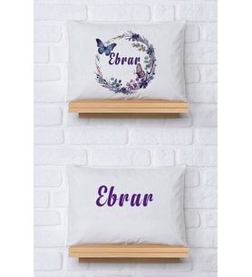 Pia Baby Premium %100 Pamuk İkili İsim Yazılı Kız Bebek Yastık Kılıfı – 35x45 cm Organik Baskı 5040-13 (Ekru)