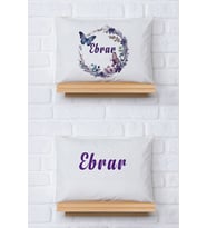 Pia Baby Premium %100 Pamuk İkili İsim Yazılı Kız Bebek Yastık Kılıfı – 35x45 cm Organik Baskı 5040-13 (Ekru)