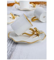 Acar HXF5099 Porselen Gold Kuşlu Kahve Fincan Takımı 6 Lı