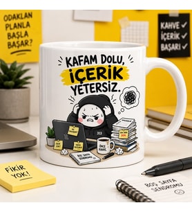 Kafam Dolu İçerik Yetersiz Komik Ofis ve Öğrenci Seramik Kupa