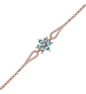 Gümüş Pazarım Turkuaz Renkli Aster Çiçeği Gümüş Bileklik (Rose)