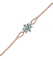 Gümüş Pazarım Turkuaz Renkli Aster Çiçeği Gümüş Bileklik (Rose)