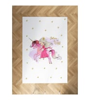 MEKTA HOME BEBEK VE ÇOCUK ODASI Unicorn Üzerinde Prenses Kız Desenli Halı