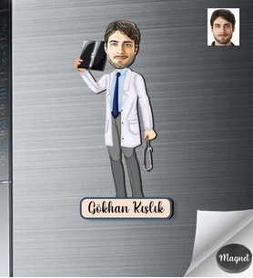 Kişiye Özel Doktor Erkek Ahşap Magnet -2