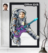 Kişiye Özel 3D  Ahşap Tablo Uzay Astronot 30x40 -1