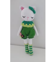 Uykucu Kedicik Amigurumi Organik Oyuncak
