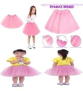 Pembe Renk Tütü Etek Bale Eteği Gösteri Eteği Çocuk Bebek Boy (5343)
