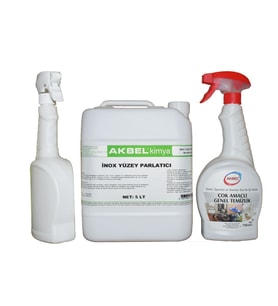 Akbel Inox Yüzey Parlatıcı 5 Lt + Çok Amaçlı Temizlik 750 Ml