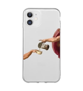 Iphone 11 Uyumlu Eller Tablosu ve Kahve Tasarımlı Şeffaf Telefon Kılıfı
