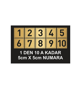 DOLAP NUMARASI MASA NUMARASI DAİRE KAPI NUMARASI METAL LEVHA 1 DEN 10 A KADAR
