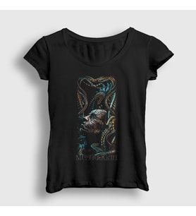 Presmono Kadın Siyah Spine Meshuggah T-Shirt 164891tt