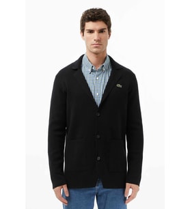 Lacoste Men's Classic Fit V Neck Cardigan Erkek Classic Fit V Yaka Triko Hırka Ceket Siyah