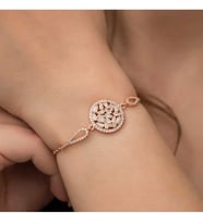 925 Ayar Gümüş Rose Kaplama Baget Taşlı Kadın Bileklik