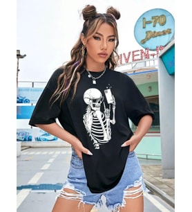 Baskılı T-shirt - Siyah