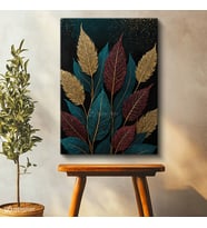 Dikey Kanvas Tablo Yapraklar Botanik Tablo Ev Ofis Duvar Dekoru