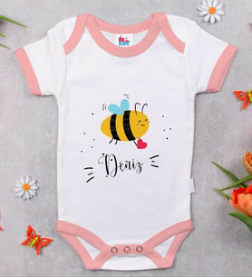 BK Kids Kişiye Özel Pembe Bebek Body Zıbın - Model 165