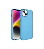 Apple iPhone 14 Plus Uyumlu Kılıf Metal Çerçeve ve Buton Tasarımlı Silikon Zore Luna Kapak (Açık Mavi)