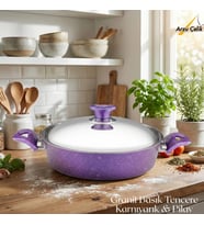 ARZU ÇELİK 26 Cm Granit Karnıyarık & Pilav Tenceresi Çelik Kapak - Violet