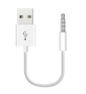 Coverzone iPod Shuffle ile Uyumlu ENT - USB Şarj ve Veri Aktarım Kablosu, 3.5 mm Jack - USB A Senkronizasyon Kablosu, Şarj Data Bağlantı Kablosu Beyaz