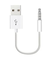 Coverzone iPod Shuffle ile Uyumlu ENT - USB Şarj ve Veri Aktarım Kablosu, 3.5 mm Jack - USB A Senkronizasyon Kablosu, Şarj Data Bağlantı Kablosu Beyaz