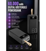 Powerbank 60.000 Mah Hızlı Şarj 4 Çıkışlı Uzun Şarj Süreli Dijital Göstergeli