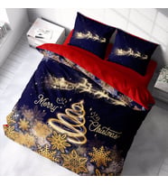 Monohome Yılbaşı Süsü Merry Christmas Çift Kişilik 3D Nevresim Takımı Pamuk (Çok Renkli)