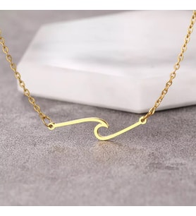 Altın Kaplama Minimal Dalga Gümüş Kolye