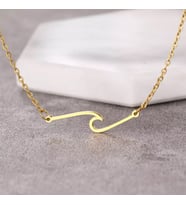 Altın Kaplama Minimal Dalga Gümüş Kolye