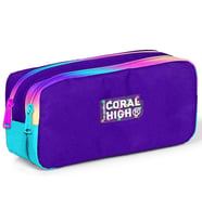 Coral High Rainbow Fermuarlı Mor İki Bölmeli Kalem Çantası - Kız Çocuk